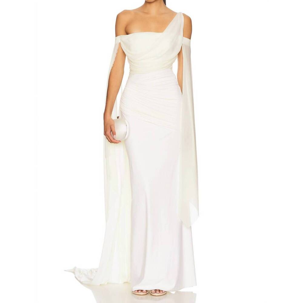 NWT Deme by Gabrielle Cynthia Dress - Elegant One-Shoulder White Draped Gown